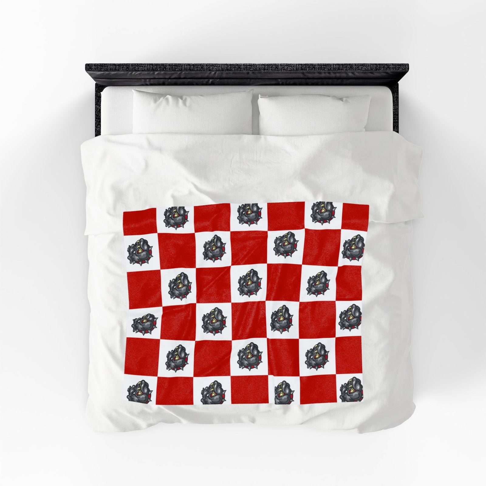 Bulldogs Checkered Red White Soft Plush Throw Blanket - Image 4