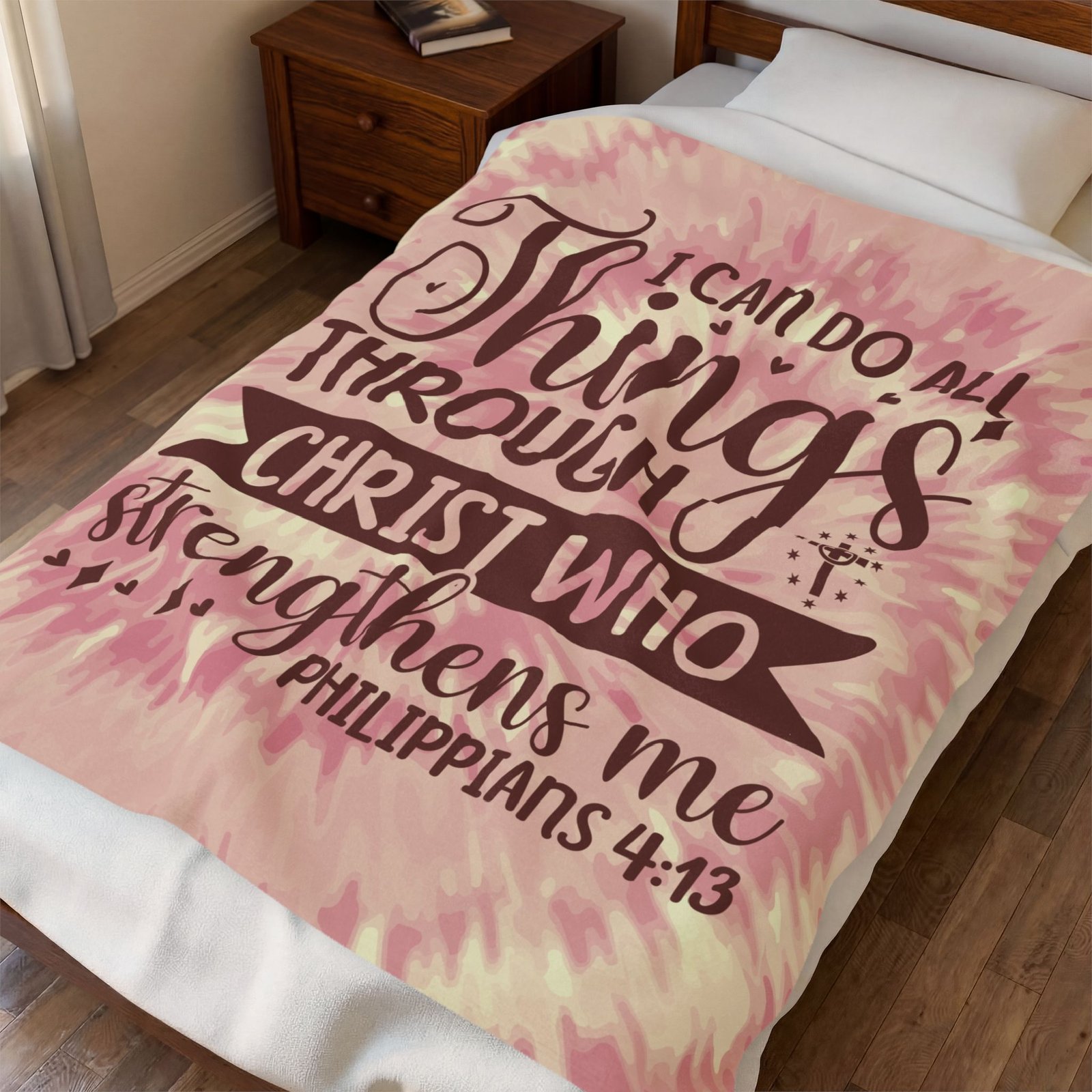 I Can do All Things Through Christ Who Strengthens Me Phil 4:13 Plush Throw Blanket - Image 2