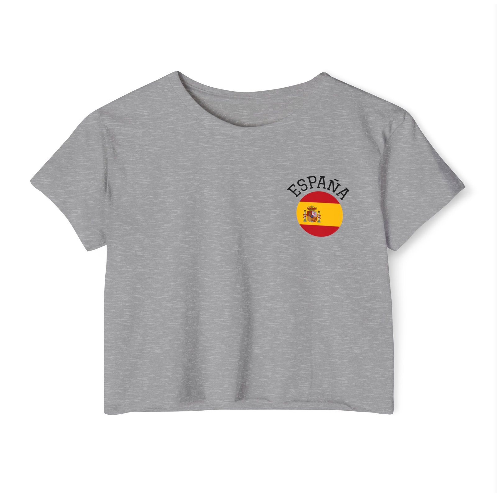España Round Flag National Team Crop Top T-Shirt - Image 3