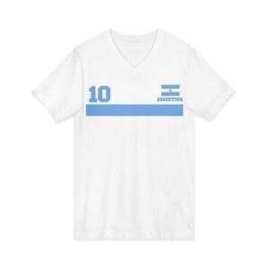 Argentina Flag with Number 10 Bella+Canvas V-Neck T-Shirt