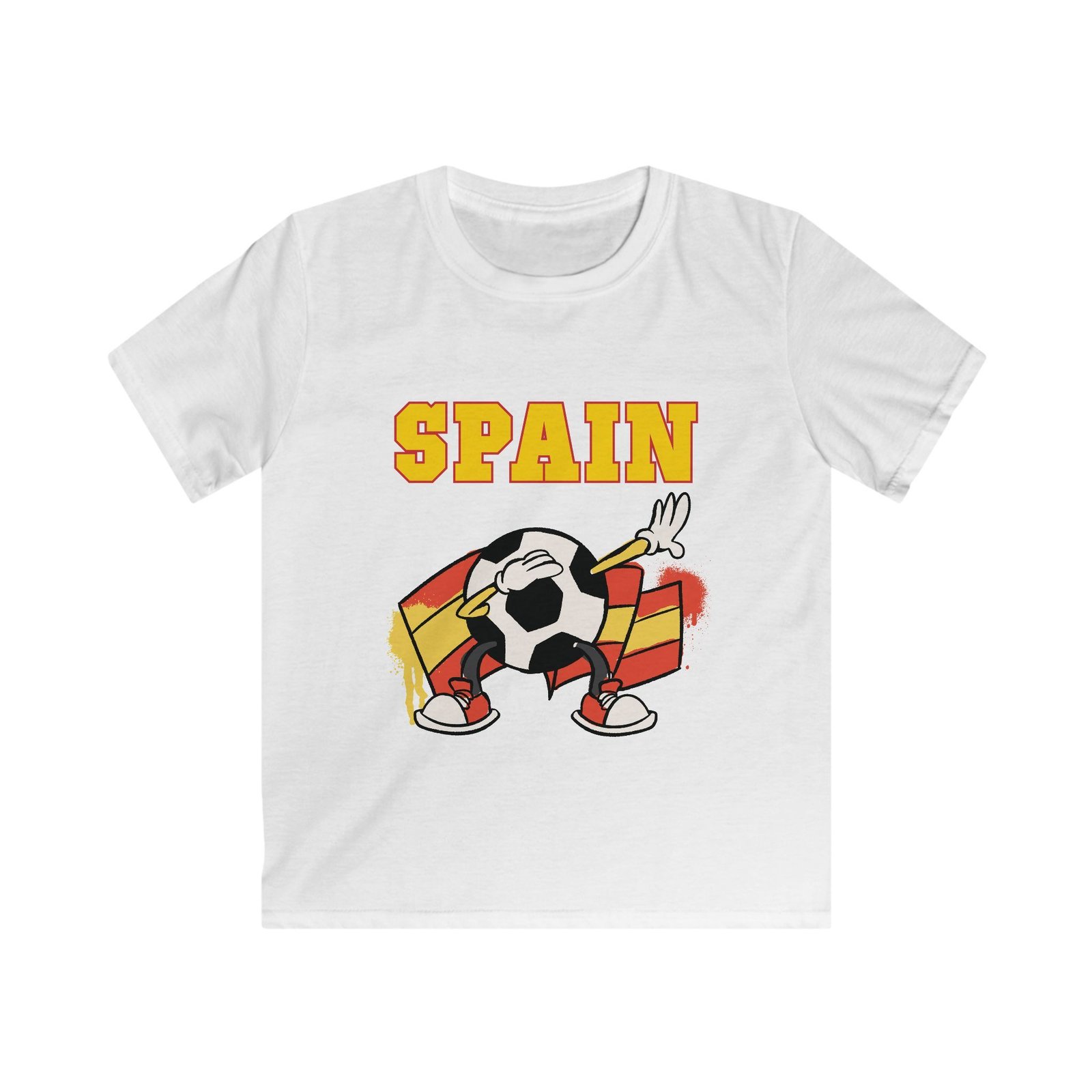 Kids Youth Spain Soccer T‑Shirt — Dabbing Soccer Ball with Spain Flag - Image 2