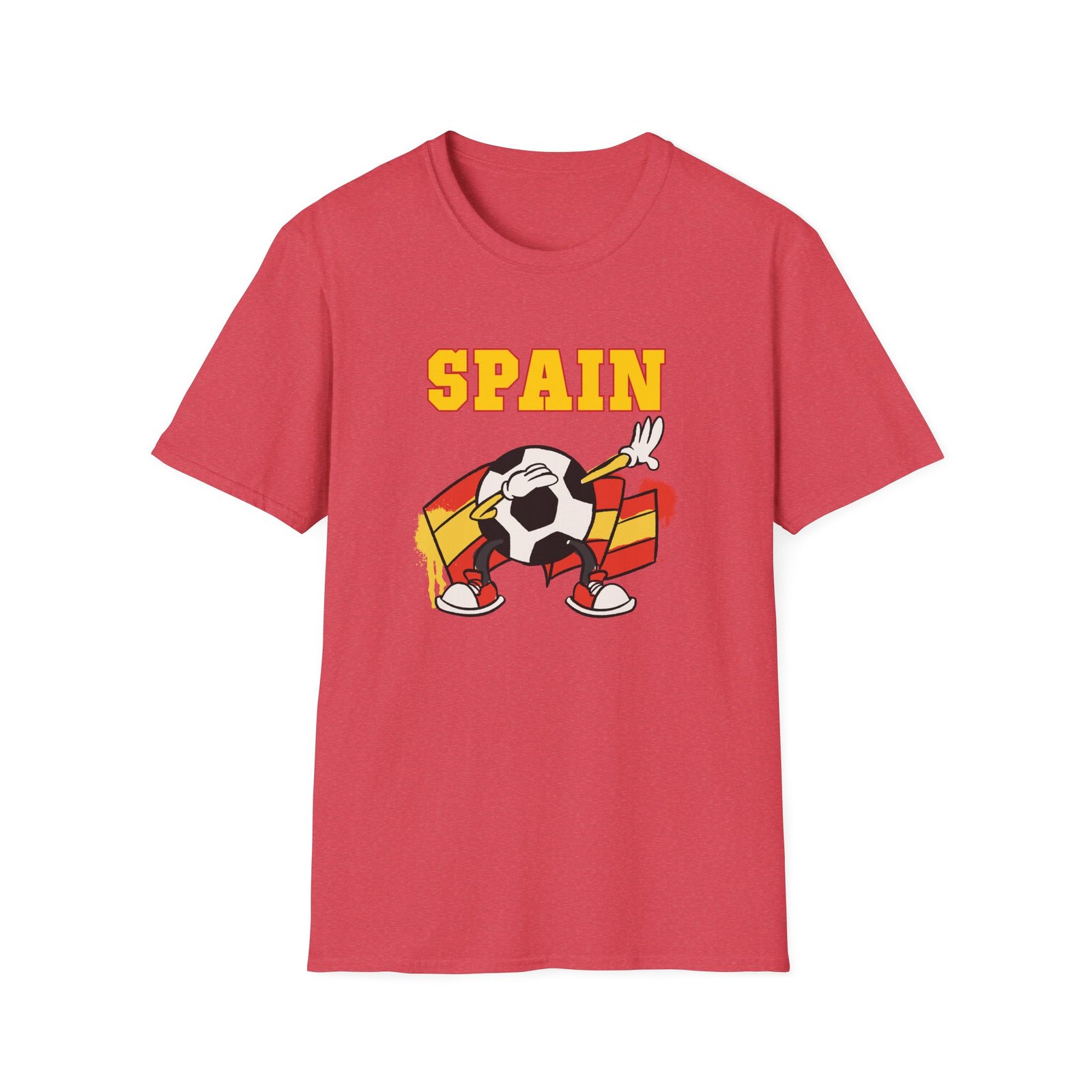Spain Flag National Theme Soccer Ball Cartoon Dabbing ADULT T-Shirt - Image 6