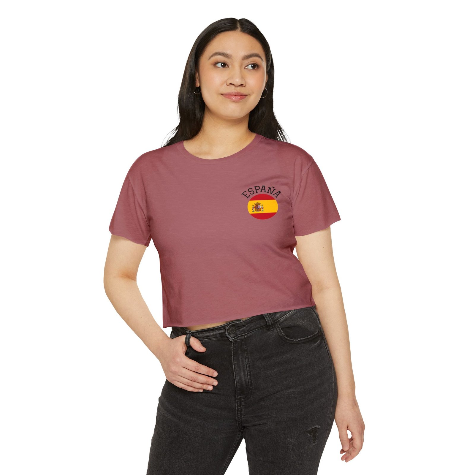España Round Flag National Team Crop Top T-Shirt - Image 5