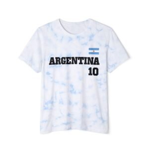 Argentina National Team with Number 10 Fashion Tie-Dyed  T-Shirt
