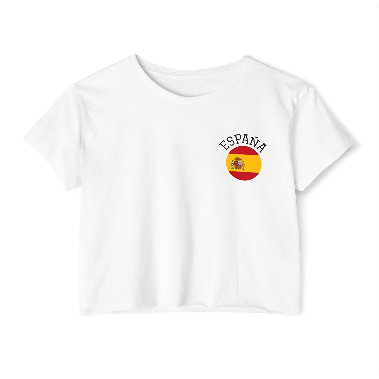 España Round Flag National Team Crop Top T-Shirt