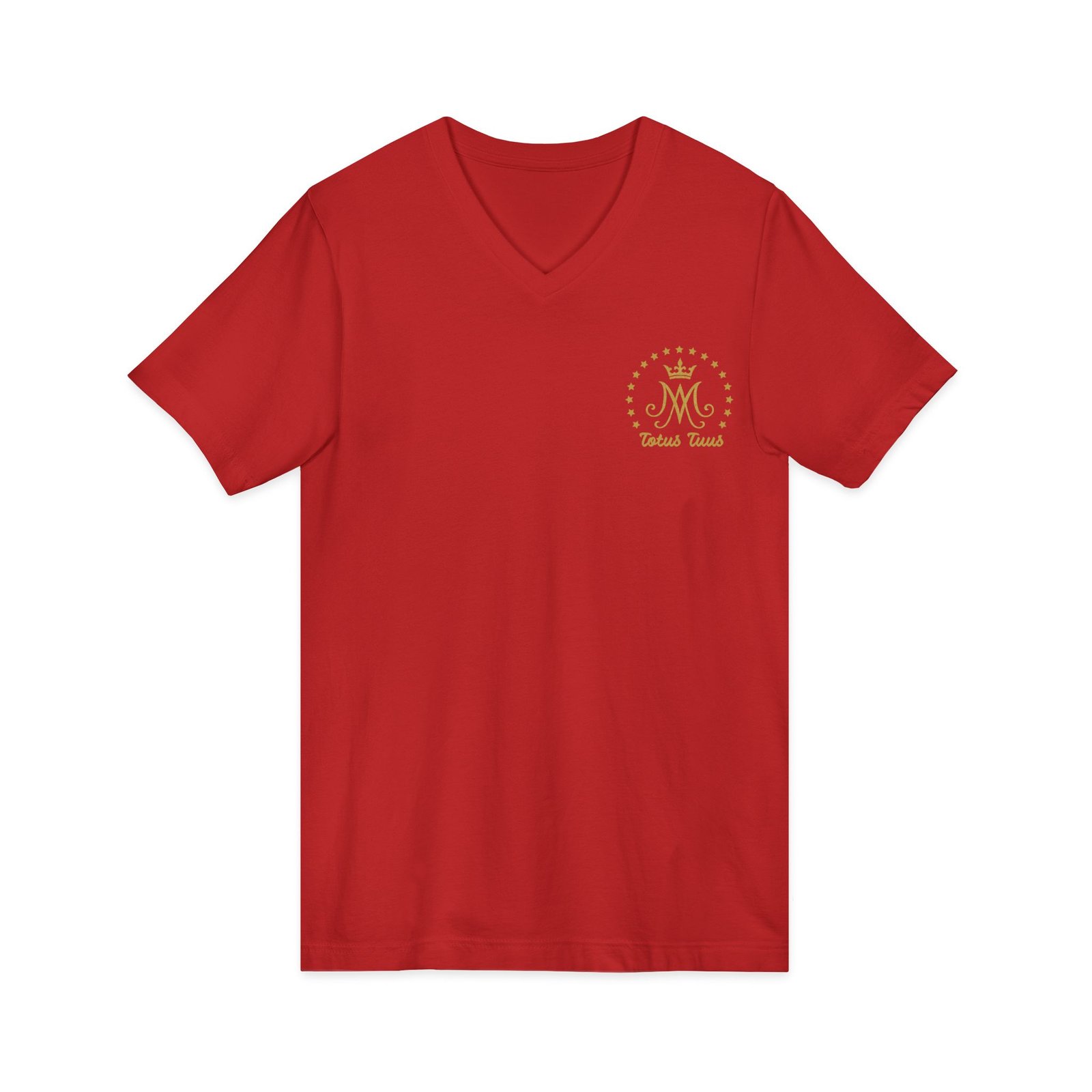 Auspice Mary Monogram with Stars Under the Protection of Mary Totus Tuus Totally Yours Women's V-Neck T-Shirt - Image 9