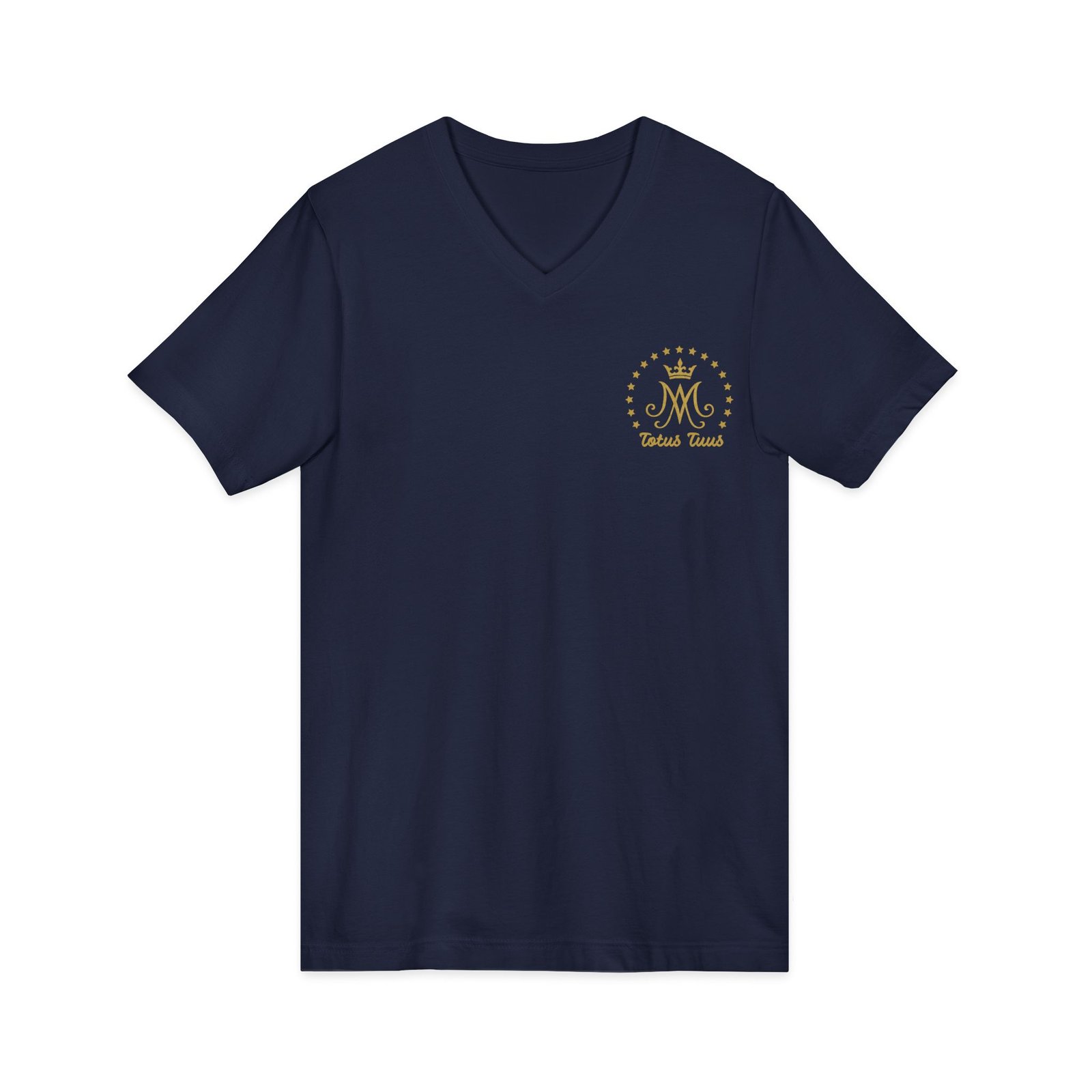 Auspice Mary Monogram with Stars Under the Protection of Mary Totus Tuus Totally Yours Women's V-Neck T-Shirt - Image 5