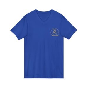 Auspice Mary Monogram with Stars Under the Protection of Mary Totus Tuus Totally Yours Women's V-Neck T-Shirt