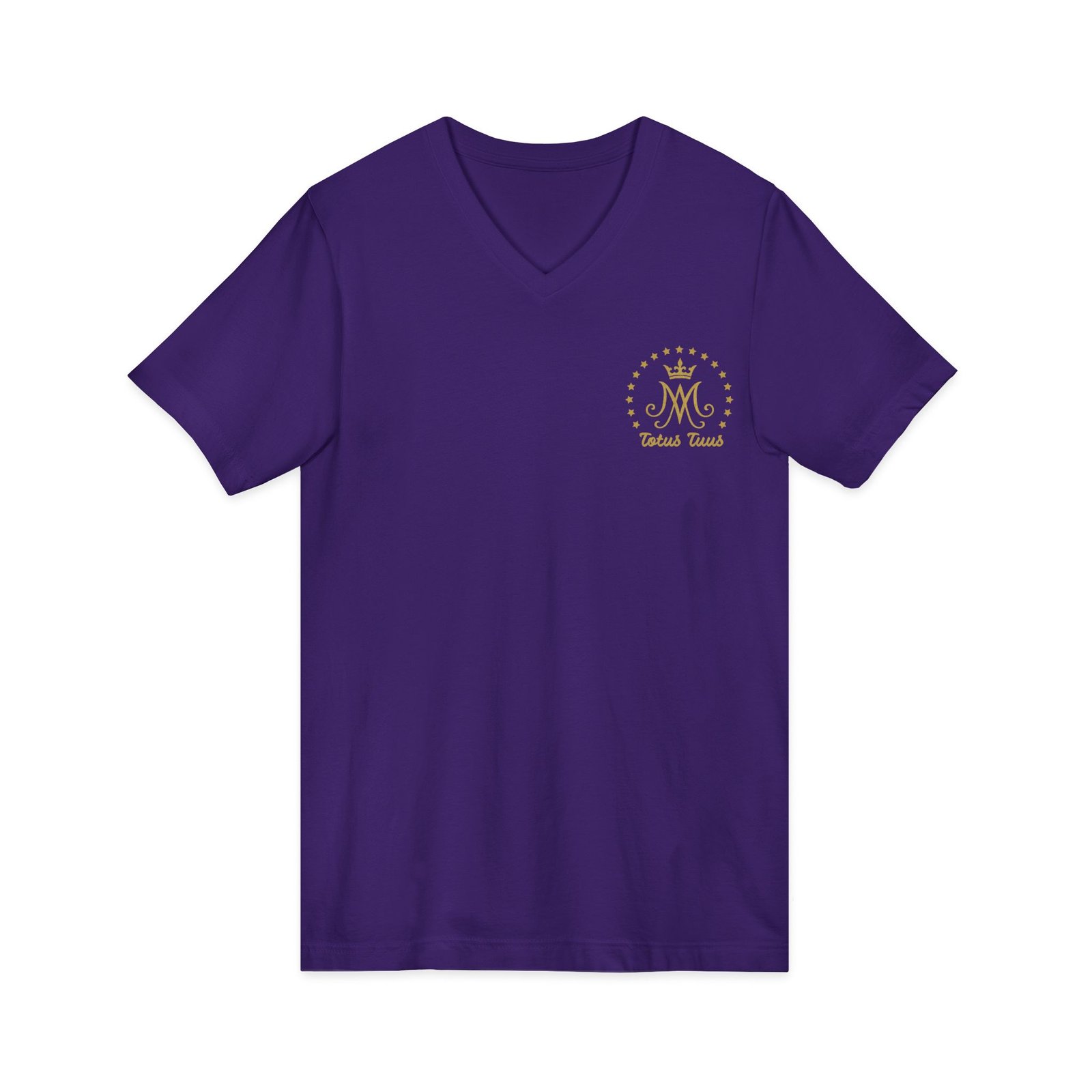 Auspice Mary Monogram with Stars Under the Protection of Mary Totus Tuus Totally Yours Women's V-Neck T-Shirt - Image 7
