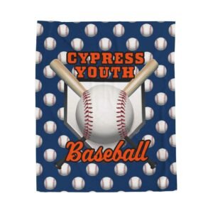 Team Baseball Pattern Homeplate & Bat - Personalized Plush Throw Blanket