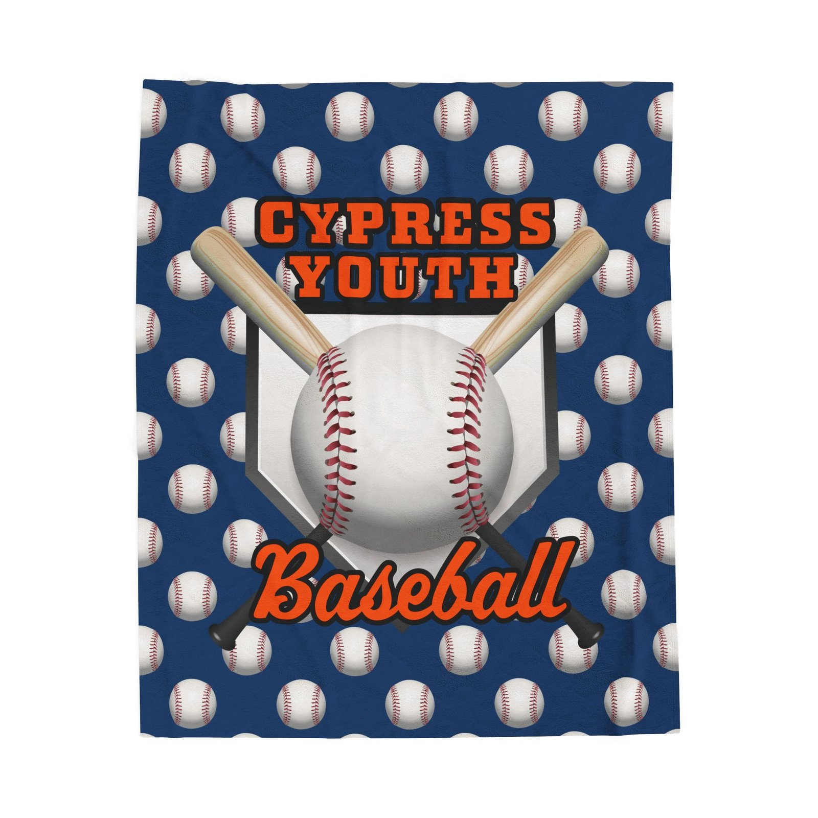 Team Baseball Pattern Homeplate & Bat - Personalized Plush Throw Blanket