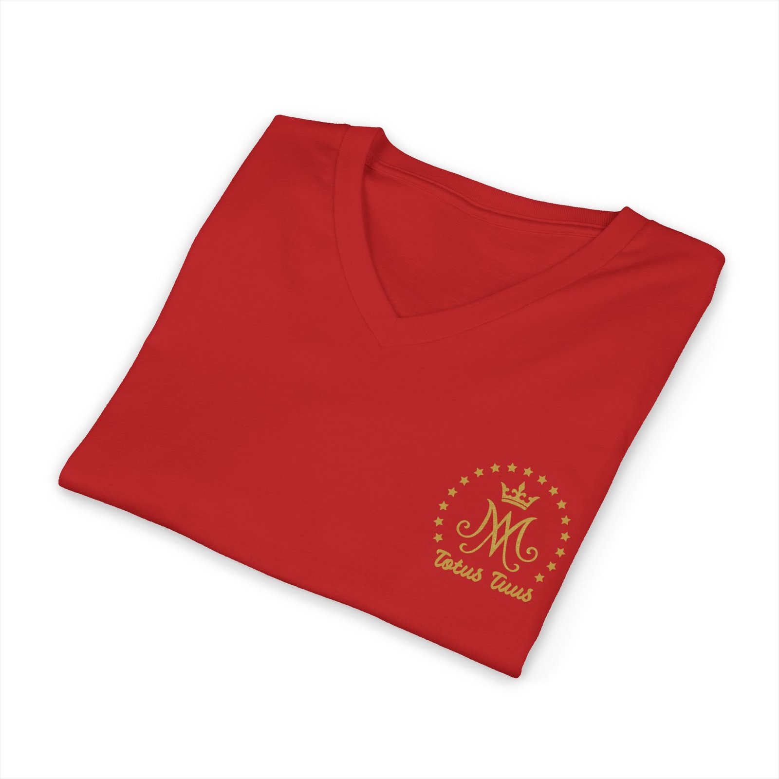 Auspice Mary Monogram with Stars Under the Protection of Mary Totus Tuus Totally Yours Women's V-Neck T-Shirt - Image 10