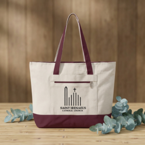 St Irenaeus Catholic Church Zippered Canvas Tote