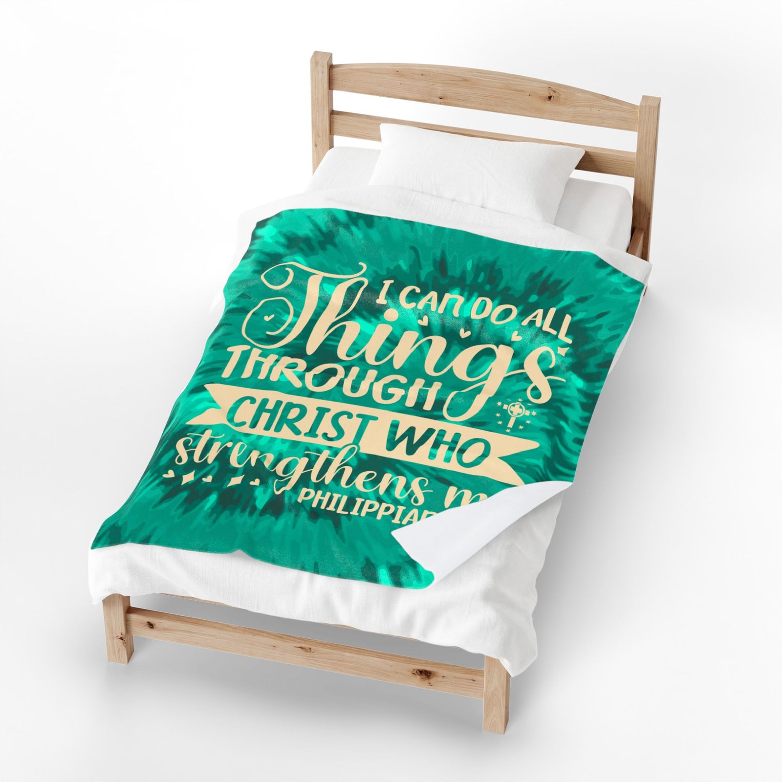 I Can do All Things Through Christ Who Strengthens Me Phil 4:13 Plush Throw Green Blanket - Image 3