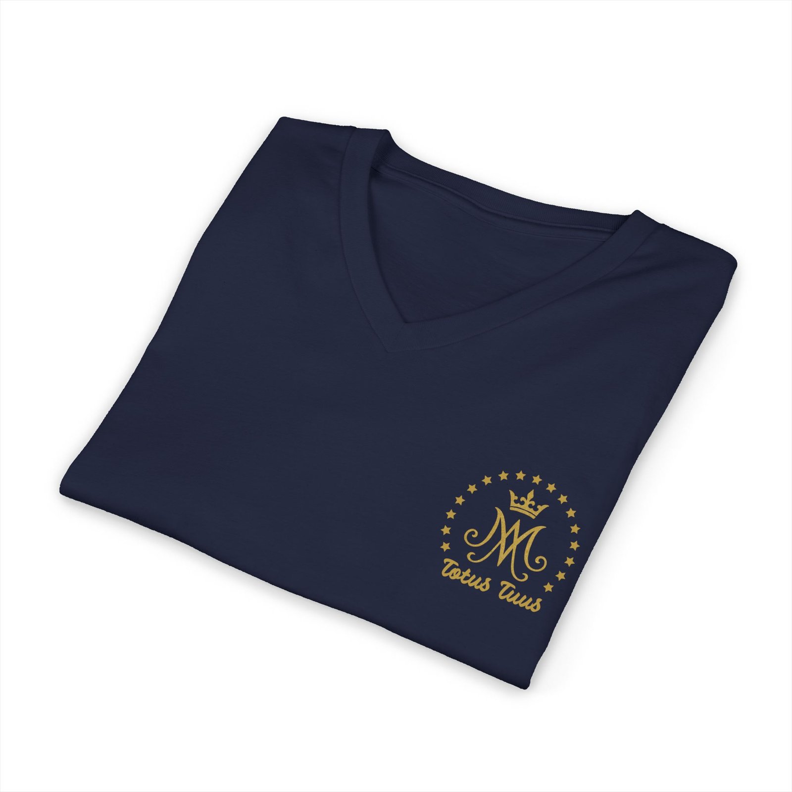 Auspice Mary Monogram with Stars Under the Protection of Mary Totus Tuus Totally Yours Women's V-Neck T-Shirt - Image 6