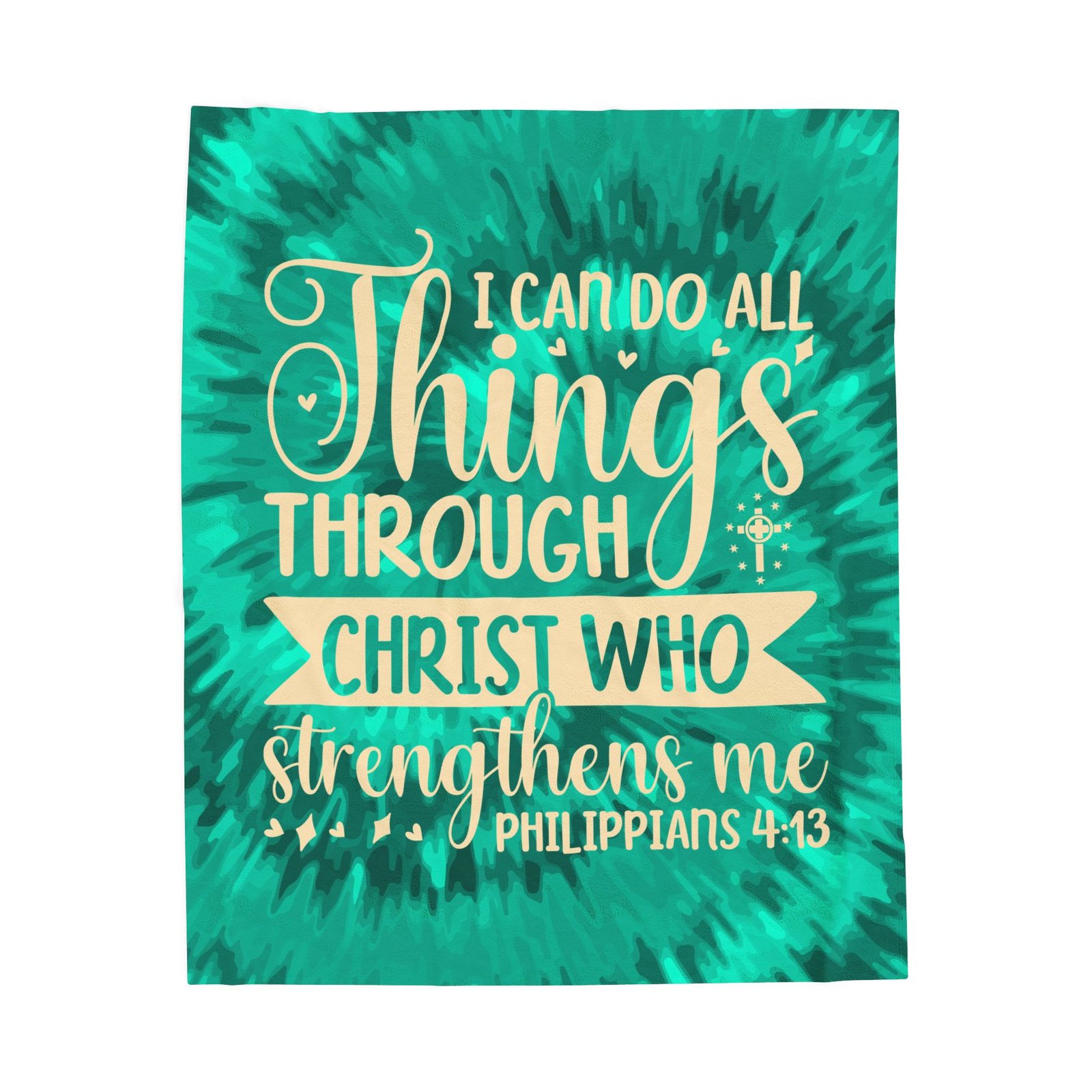 I Can do All Things Through Christ Who Strengthens Me Phil 4:13 Plush Throw Green Blanket