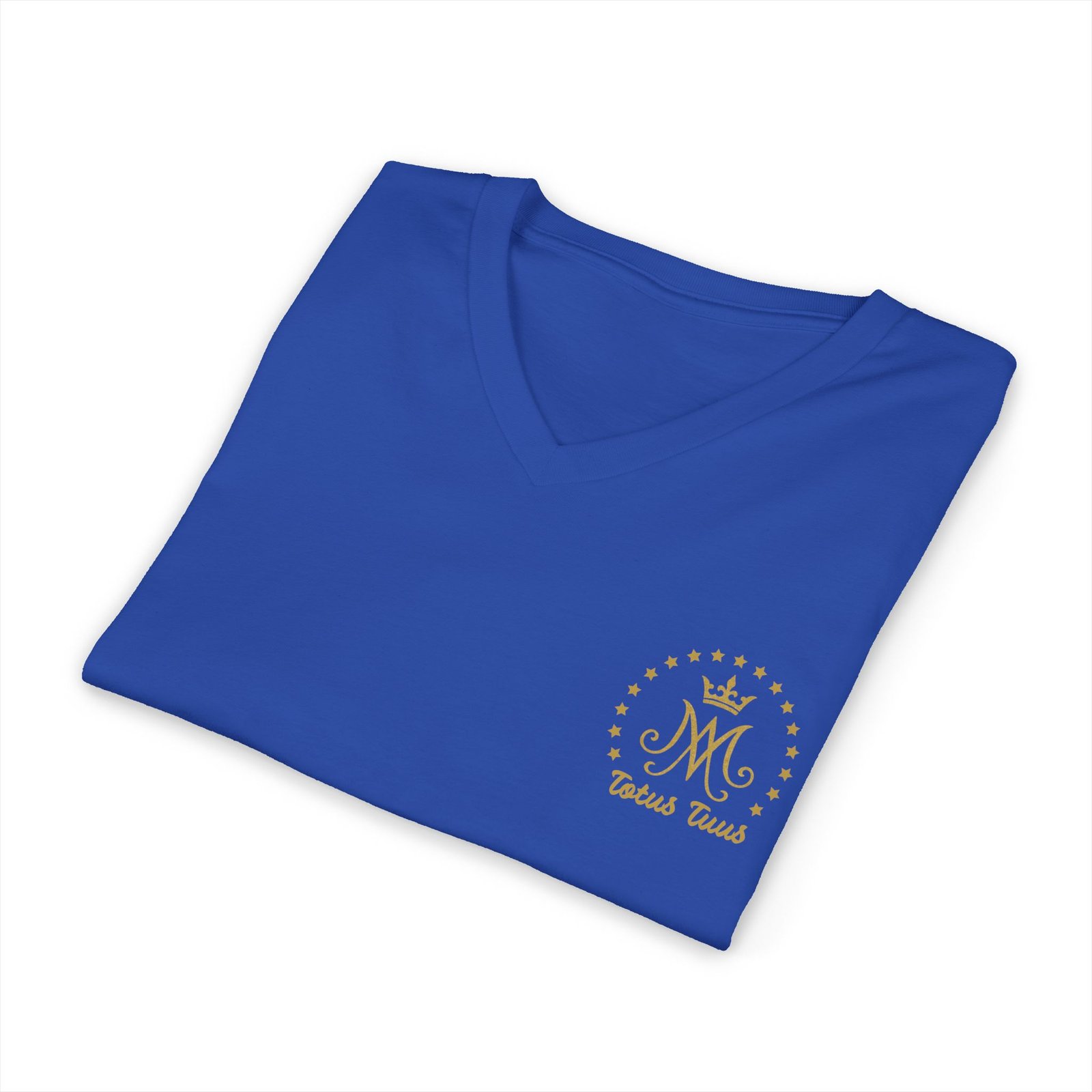 Auspice Mary Monogram with Stars Under the Protection of Mary Totus Tuus Totally Yours Women's V-Neck T-Shirt - Image 2