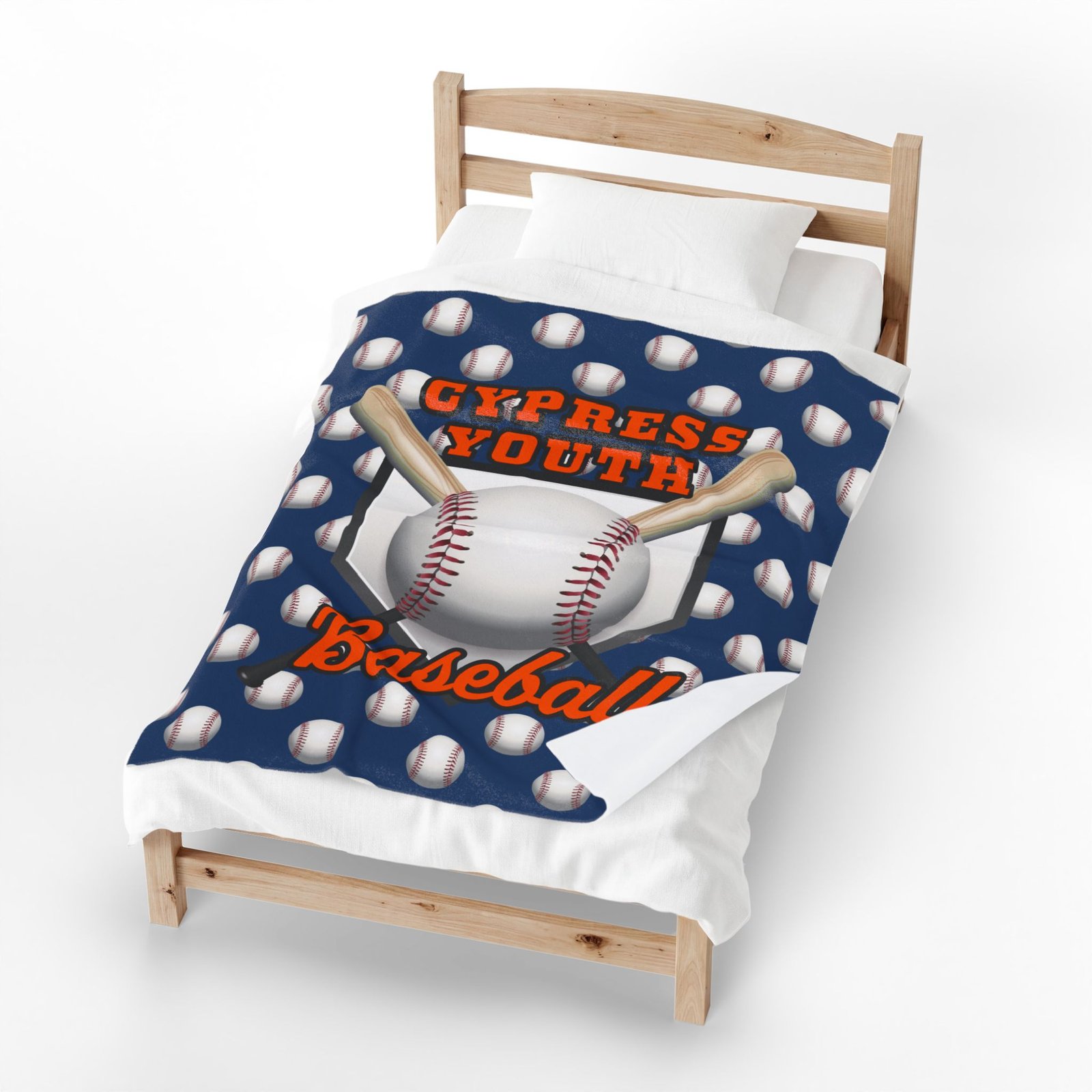 Team Baseball Pattern Homeplate & Bat - Personalized Plush Throw Blanket - Image 3