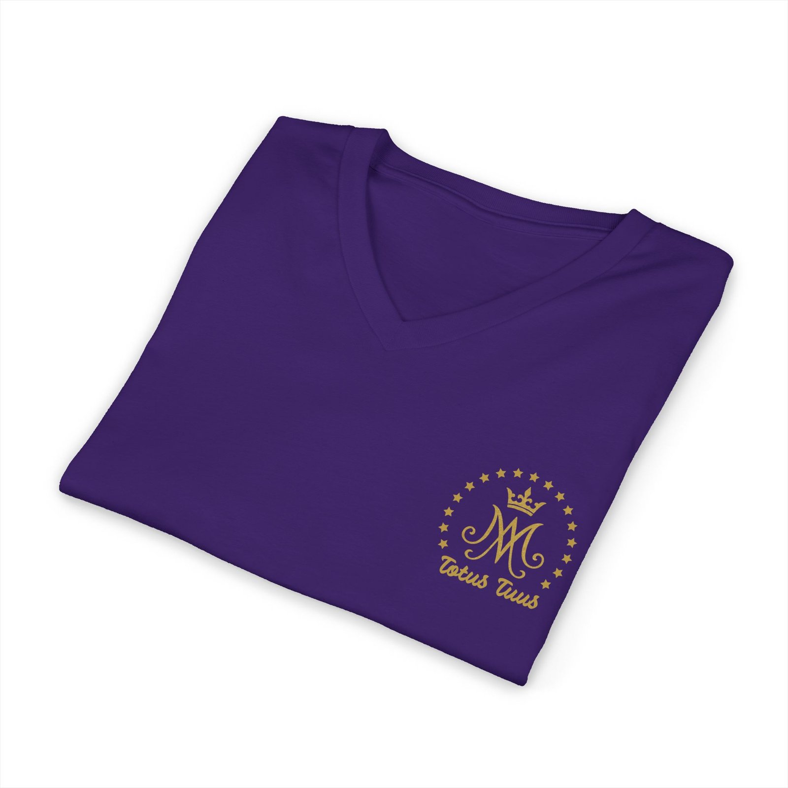 Auspice Mary Monogram with Stars Under the Protection of Mary Totus Tuus Totally Yours Women's V-Neck T-Shirt - Image 8