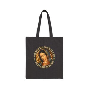 Virgen de Guadalupe Cuidame Mucho Round Cotton Canvas Tote Bag