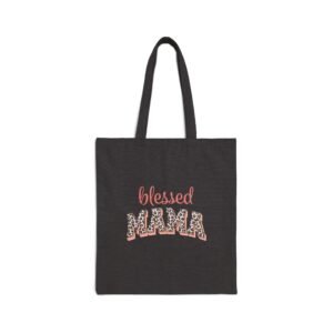 Blessed Mama Leopard Print Cotton Canvas Tote Bag
