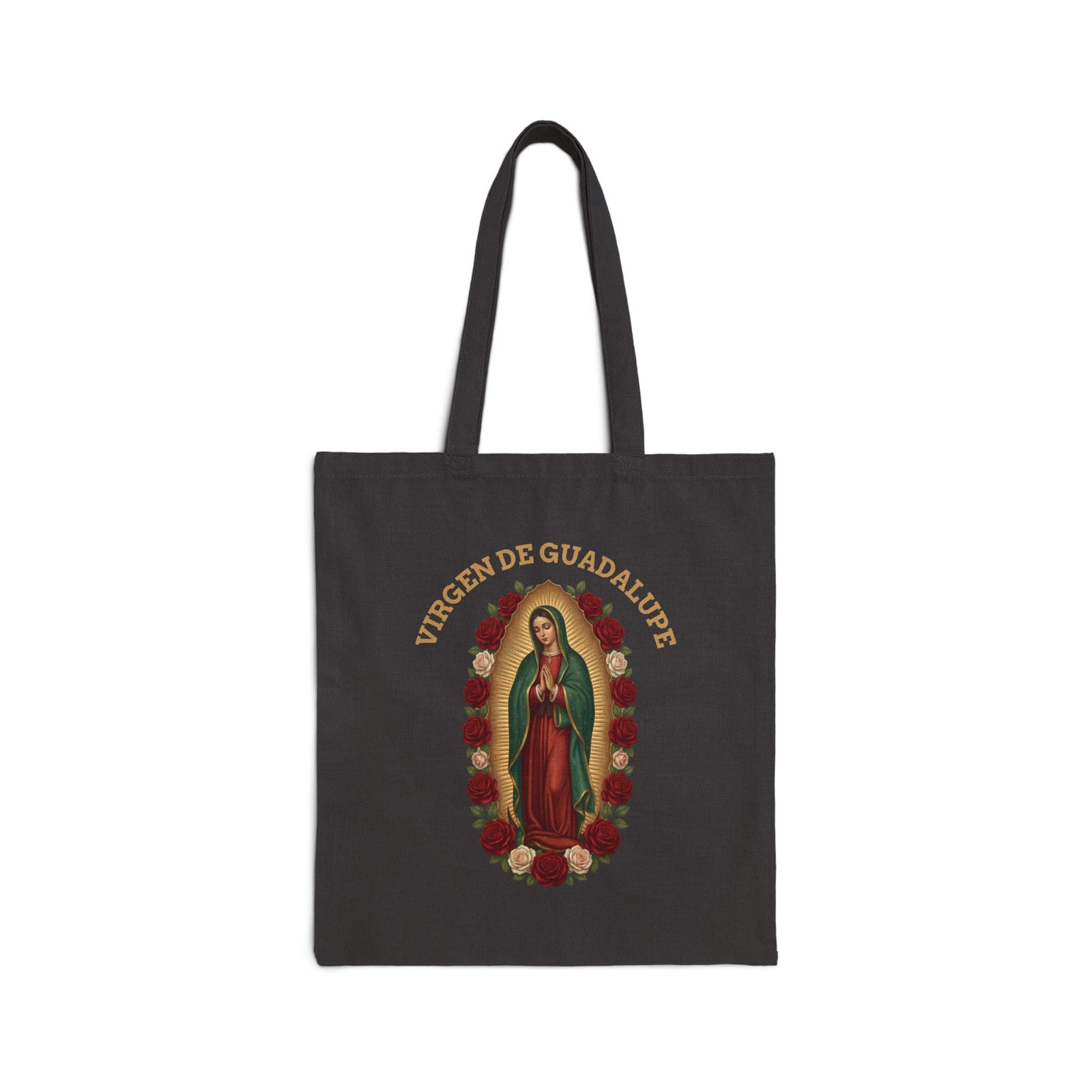 Virgen de Guadalupe Red Roses Arch Cotton Canvas Tote Bag