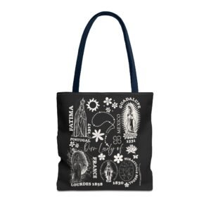 Marian Apparitions Fatima-Guadalupe-Lourdes-Miraculous Medal 16x16 Tote Bag - BLACK
