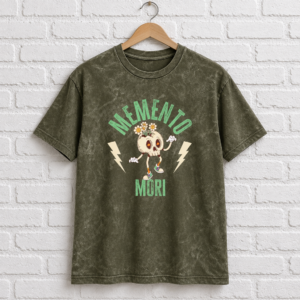 Memento Mori Cartoon Skull Vintage Crewneck T-Shirt